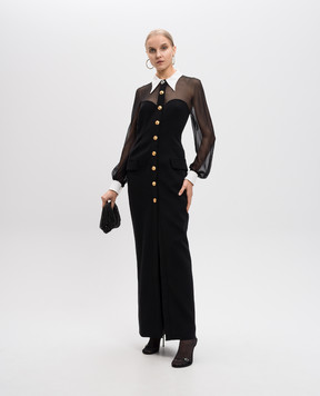 Versace Черное платье макси из шелка 10166871A12297