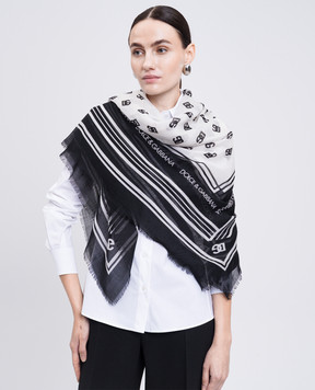 Dolce&Gabbana Белый платок из кашемира и шелка с логотипом FS209AGDDAT