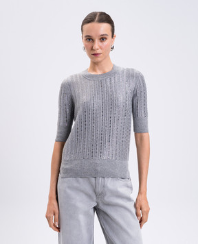 Ermanno Scervino Серый топ с шерстью и кашемиром с кристаллами D475L301CTEJY