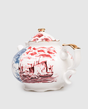 SELETTI Белый фарфоровый заварник Sneraldina в принт 09747