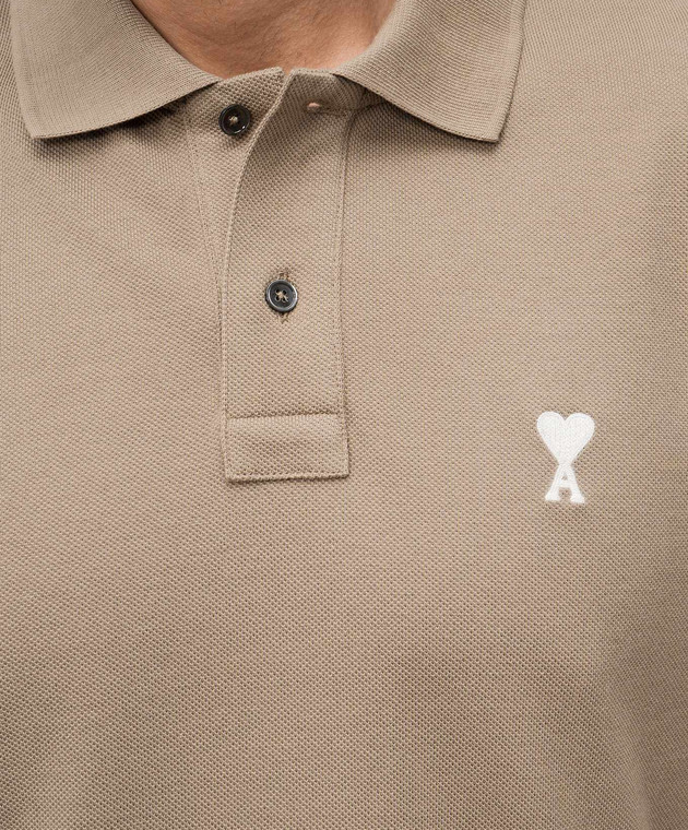 Ami Paris Поло цвета хаки с вышивкой эмблемы Ami de Coeur HPL060760 изображение 5