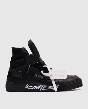 Off-White Чорні шкіряні хайтопи 3.0 Court Courtesy OMIA065C99LEA007