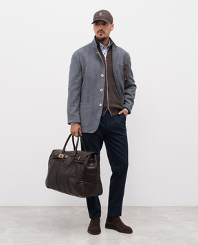 Brunello Cucinelli Коричневий кардиган з кашеміру в рубчик M22203906