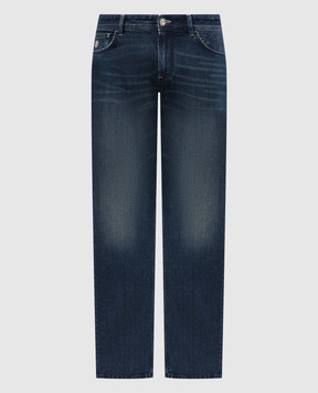 Stefano Ricci Синие джинсы с эффектом потертости с вышивкой логотипа MST83S40701486