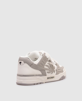 Palm Angels Серые кожаные кроссовки Venice с логотипом PMIA101S25LEA001