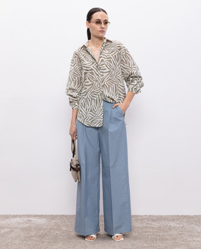 Brunello Cucinelli Сорочка кольору хакі в принт MQ996RA406
