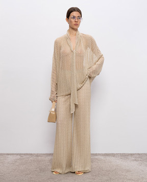 Missoni Бежевые ажурные палаццо с люрексом DS25SI0MBR010R