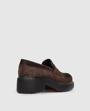 Santoni Коричневі замшеві лофери з логотипом WUEW71868SMOTHLW
