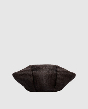 Brunello Cucinelli Черная плетеная сумка Pouch Marina из рафии. MB39D2697