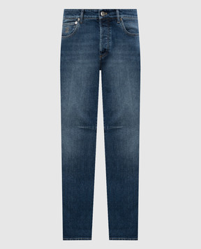 Brunello Cucinelli Синие джинсы с эффектом потертости с патчем логотипа M283PX1290