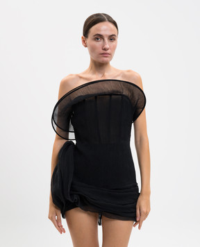 Magda Butrym Черное корсетное платье мини из шелка DRESS10157725