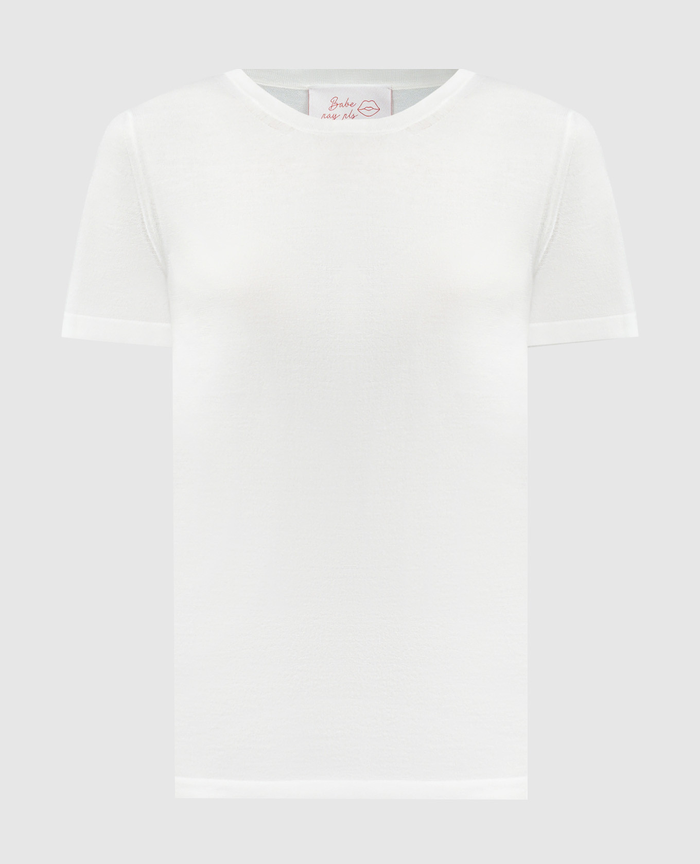 Белая футболка из шерсти, шелка и кашемира.