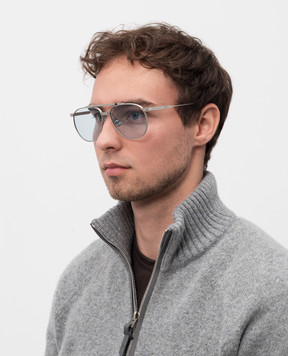 Brunello Cucinelli Сірі сонцезахисні окуляри-авіатори з титану MOCPATTS12