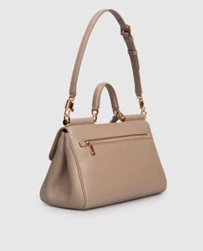 Dolce&Gabbana Бежева шкіряна сумка Sicily з логотипом BB7782B7321