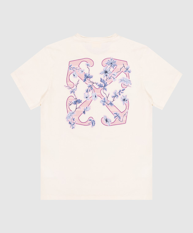 Off-White Дитяча бежева футболка з принтом Arrow Flowers OGAA001F24JER006 зображення 2