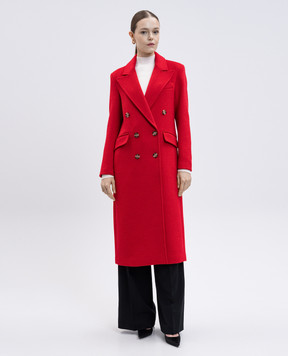 Twinset Красное двубортное пальто с шерстью 252LI2BBB