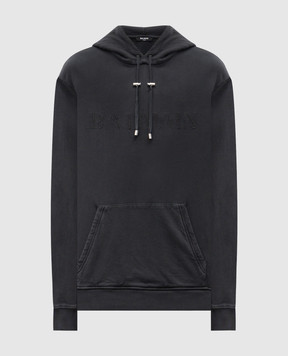 Balmain Сіре худі з вишивкою логотипа FH1JT047BC72