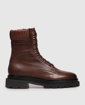 Santoni Коричневі шкіряні черевики WTEI71714GOMNLGA