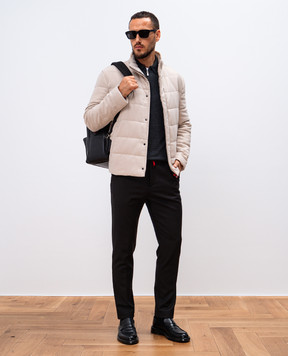 Kiton Коричневые брюки из шерсти и кашемира с вышивкой логотипа. UFPPEK0122E