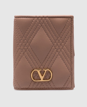 Valentino Рожеве шкіряне портмоне QUILTIE з логотипом 7W2P0AS0MIC