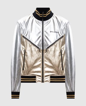 Palm Angels Срібляста куртка з ефектом металік з логотипом PMJA046F25FAB001