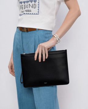 Max Mara Черный кожаный клатч с логотипом CLASSICPOUCHM
