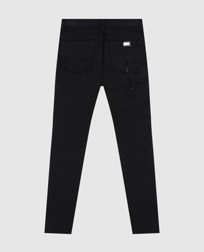 Philipp Plein Детские черные джинсы слим с кристаллами GDT0041610