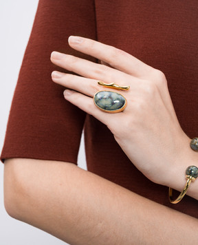 House of Fou Золотиста каблучка Fin Tulip Ocean з позолотою 22 карат WITHAFIN