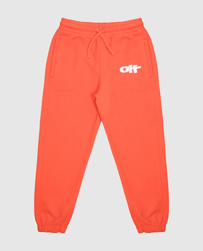 Off-White Детские оранжевые джогеры с логотипом OBCH001S25FLE002
