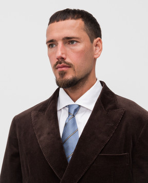 Brunello Cucinelli Голубой галстук из шелка в полоску MI8840018
