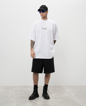 Vetements Белая футболка с принтом Single UA66TR700Wm