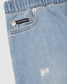 Dolce&Gabbana Детские голубые джинсовые шорты с прорехами L43Q69LDC938