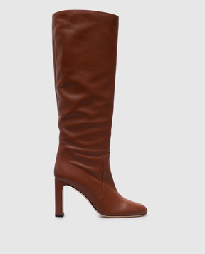 Stuart Weitzman Коричневые кожаные сапоги BABETTE SL545