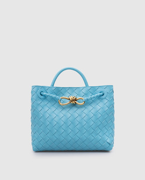 Bottega Veneta Блакитна шкіряна сумка Andiamo з металевим вузлом 766014VCPP14811