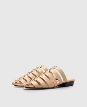 Loro Piana Бежевые кожаные мюли Kaede FAN8978