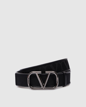 Valentino Черный ремень Toile Iconographe с логотипом VLogo 5Y2T0SB3BFR