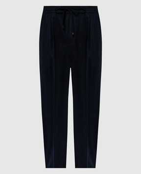 Brunello Cucinelli Синие меланжевые брюки из шерсти M038PE1710