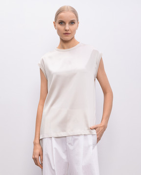 Brunello Cucinelli Білий топ із шовку з ланцюжком моніль M0C59EH500