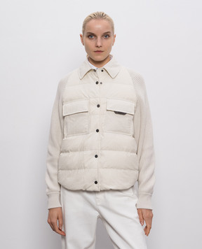Brunello Cucinelli Бежевая пуховая куртка с шерстью, кашемиром и шелком MD5997695P