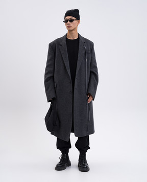 Ann Demeulemeester Серое пальто Leonard с шерстью B0010961FA510