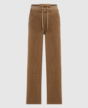 Balmain Коричневые спортивные брюки в логотип шаблон монограммы. DF2OB010JJ52