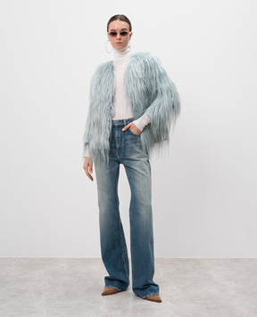 Florence Mode Голубая куртка с мехом овчины 15N38KD