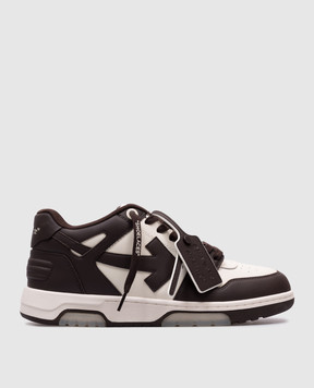 Off-White Коричневі шкіряні кросівки Out OF Office OMIA189S25LEA002