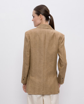 Max Mara Коричневый двубортный жакет GERLA из льна. GERLA