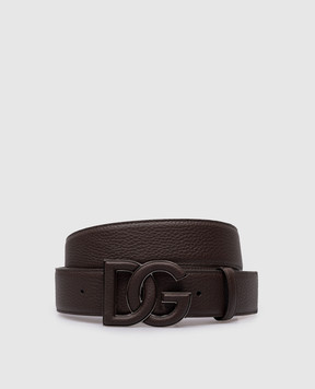 Dolce&Gabbana Коричневый кожаный ремень с логотипом DG BC4675AT489