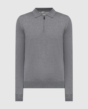 Canali Серое меланжевое поло из шерсти MK01149C0572