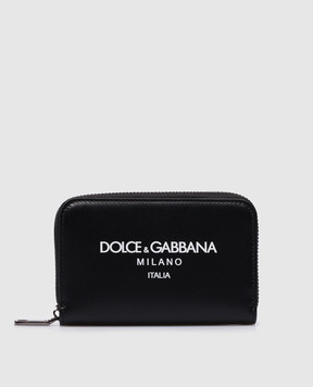 Dolce&Gabbana Черный кожаный кошелек с принтом логотипа. BP2522AN244