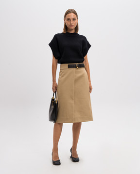 Bottega Veneta Бежевая юбка миди на запах с плетением Intrecciato 791599V0BT0