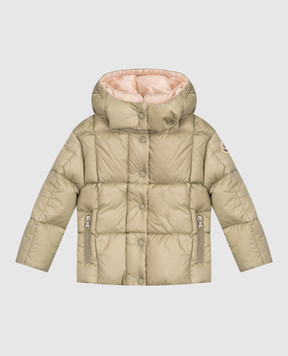 Moncler ENFANT Дитяча зелена пухова куртка з нашивкою логотипа K29511A00018597YF