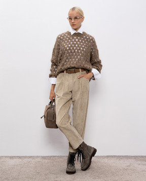 Brunello Cucinelli Бежевые вельветовые штаны MD574P8773